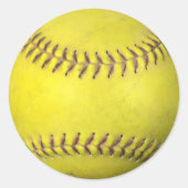 Gele Softball Ronde Sticker (Voorkant)