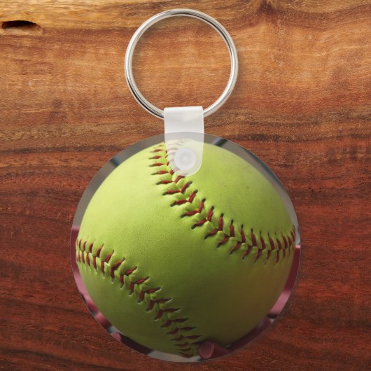 Gele Softball Sleutelhanger (Voorkant)