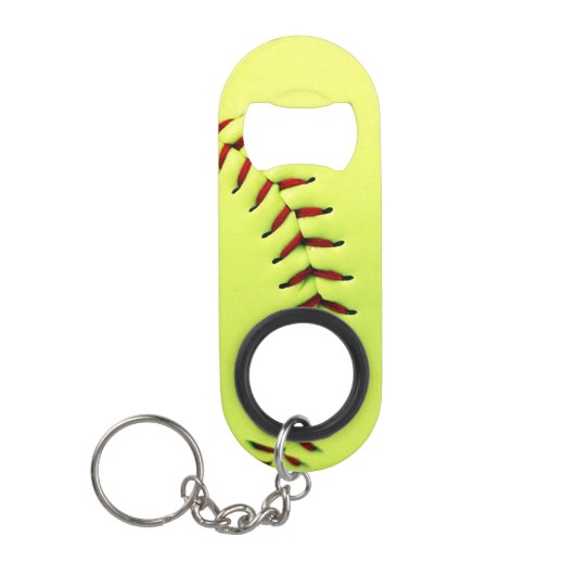 Gele softball sleutelhanger flessenopener (Voorkant)