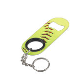Gele softball sleutelhanger flessenopener (Achterkant Gekanteld)
