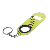 Gele softball sleutelhanger flessenopener (Voorkant Gekanteld)