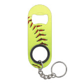Gele softball sleutelhanger flessenopener (Achterkant)