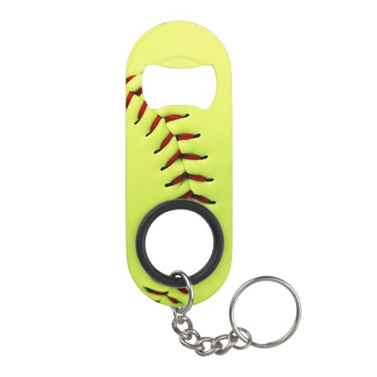 Gele softball sleutelhanger flessenopener (Achterkant)