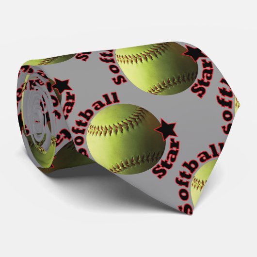 Gele Softball Star Stropdas (Opgerold)