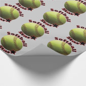 Gele Softball Super Star Cadeaupapier (Hoek)