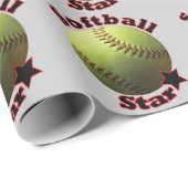 Gele Softball Super Star Cadeaupapier (Rol Hoek)