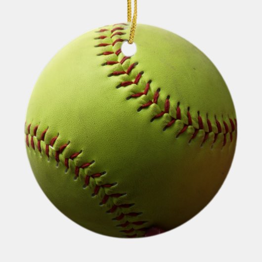 Gele Softball Whole Ball Keramisch Ornament (Voorkant)