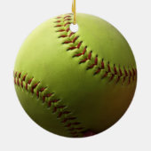 Gele Softball Whole Ball Keramisch Ornament (Achterkant)