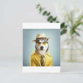 Gele sok, Pet, zonnebril Briefkaart (Staand voorkant)