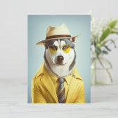 Gele sok, Pet, zonnebril Feestdagenkaart (Staand voorkant)