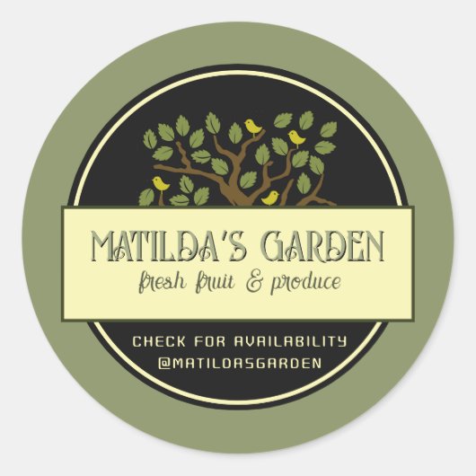 Gele Songbirds in Tree Green Product Label (Voorkant)