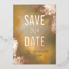 Gele Sparkle Hombre  Foto-overlay Bewaar de datum Folie Uitnodiging