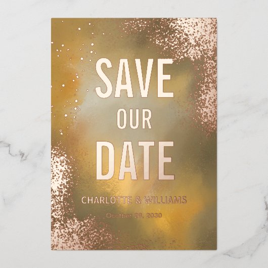 Gele Sparkle Hombre  Foto-overlay Save The Date Folie Uitnodiging (Voorkant)