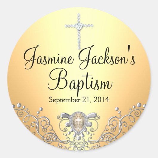 Gele Sparkle Jewel Baptism Sticker (Voorkant)