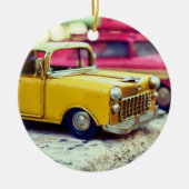 Gele Speelgoed auto Keramisch Ornament (Voorkant)