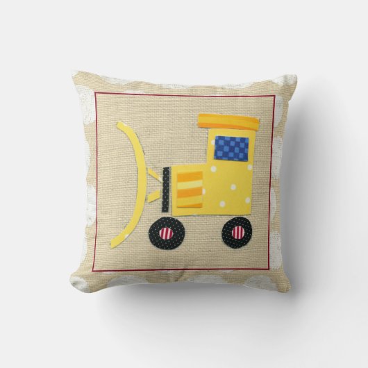 Gele Speelgoed Bulldozer Truck van Chariklia Zarri Kussen (Voorkant)