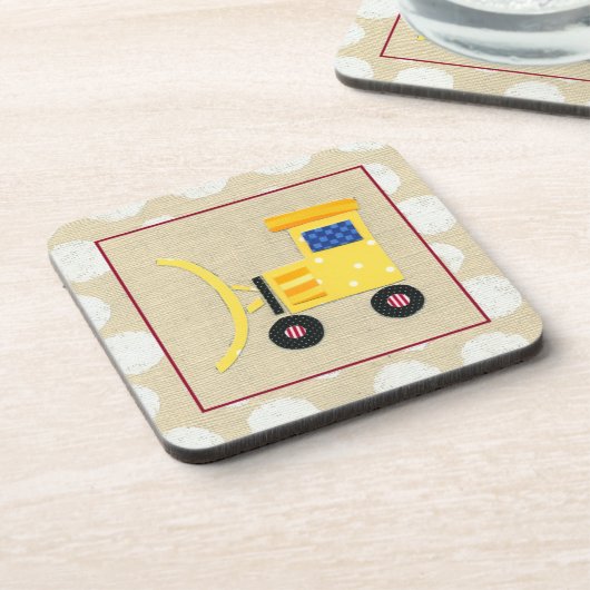 Gele Speelgoed Bulldozer Truck van Chariklia Zarri Onderzetter (Linkerzijde)