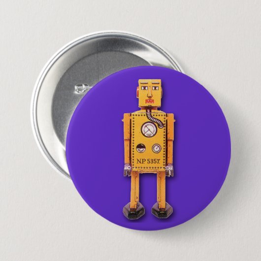 Gele Speelgoed Robot Round Button (Voorkant /achterkant)