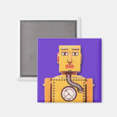 Gele Speelgoed Robot Square Magnet (Voorkant / Achterkant)