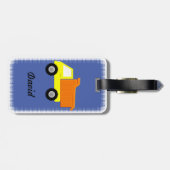 Gele Speelgoed Truck Custom Blauw Bagagelabel (Achterkant horizontaal)