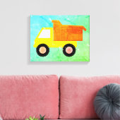 Gele Speelgoed vrachtwagen noodlijdend Canvas Afdruk (Insitu (Woonkamer))