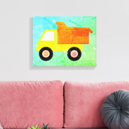 Gele Speelgoed vrachtwagen noodlijdend Canvas Afdruk (Insitu (Woonkamer))
