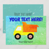 Gele Speelgoed vrachtwagen noodlijdende Kinder Kaart (Voorkant / Achterkant)