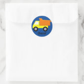 Gele Speelgoed vrachtwagen op blauw Ronde Sticker (Tas)