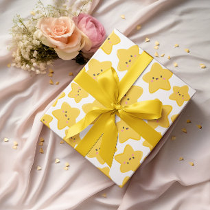 Gele Speelse Ster Cadeaupapier