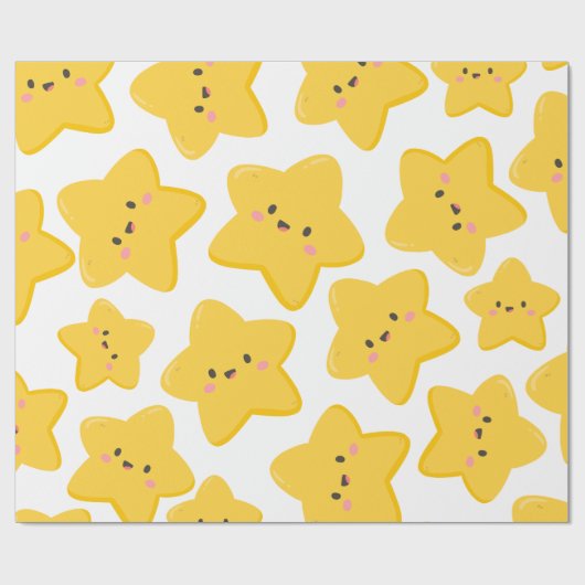Gele speelse ster cadeaupapier (Vlak)