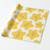 Gele speelse ster cadeaupapier (Uitgerold)