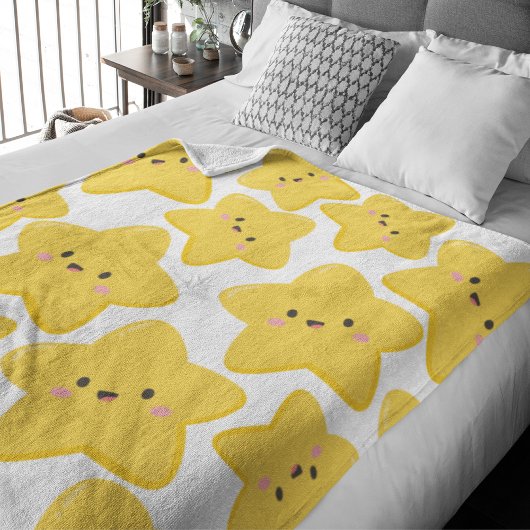 Gele speelse ster fleece deken