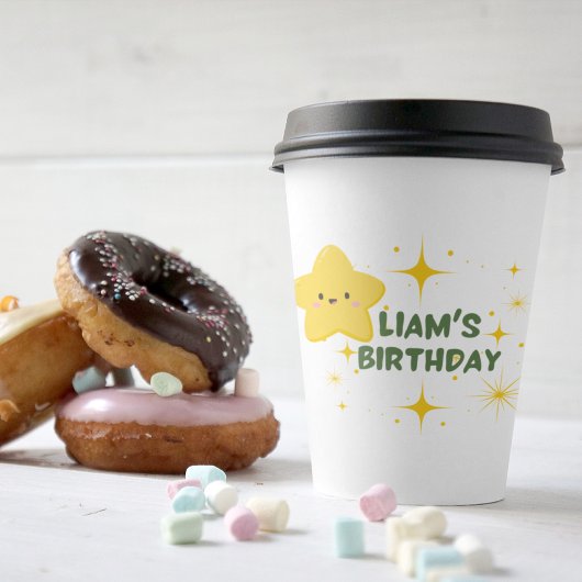 Gele speelse ster Kinder partij papieren beker