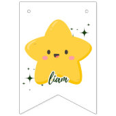 Gele speelse ster verjaardag vlaggetjes (Eerste vlag)