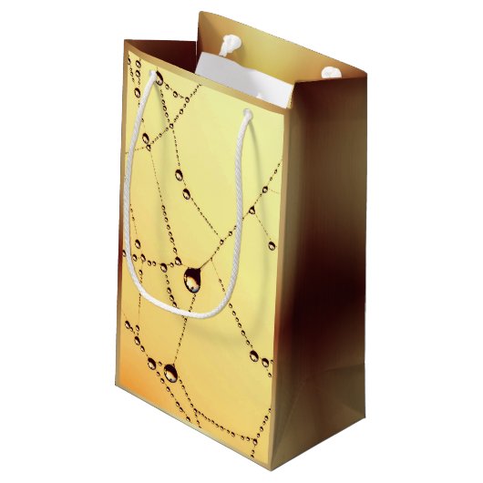 Gele spiderweb cadeauzak klein cadeauzakje (Achterkant Gekanteld)