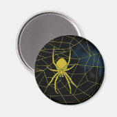Gele spin in web, webbing magneet (Voorkant / Achterkant)