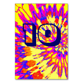 Gele Spiraal Tie Dye Bruiloft Tafel Tien Kaart