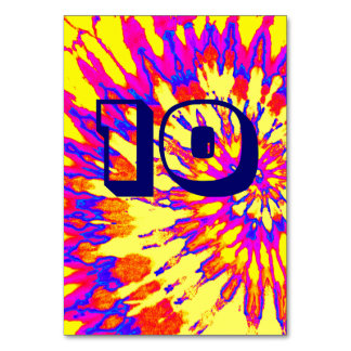 Gele Spiraal Tie Dye Bruiloft Tafel Tien Kaart