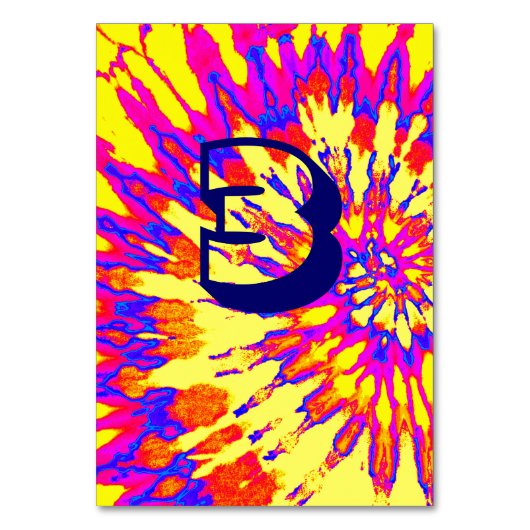 Gele spiraal tie-dye trouwtafel drie kaart (Voorkant)