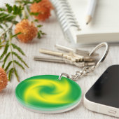 Gele spiral op groen sleutelhanger (Voorkant Rechts)