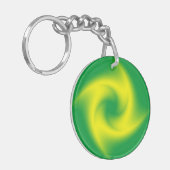 Gele spiral op groen sleutelhanger (Voorkant Links)