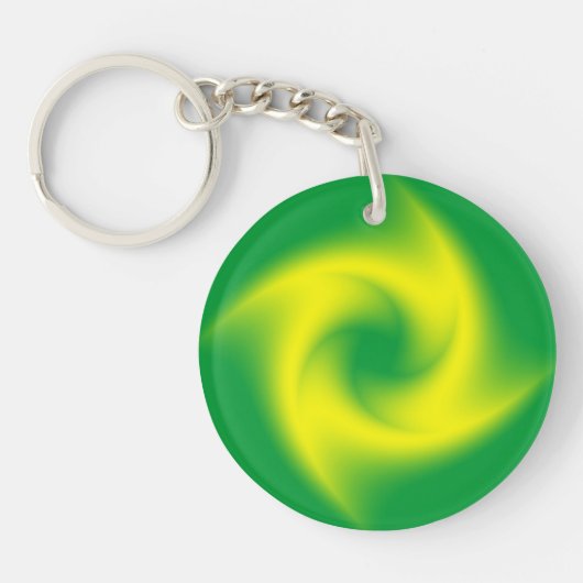 Gele spiral op groen sleutelhanger (Voorkant)