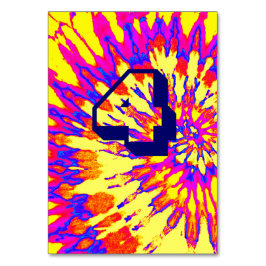 Gele Spiral Tie Dye Trouwtafel Vier Kaart