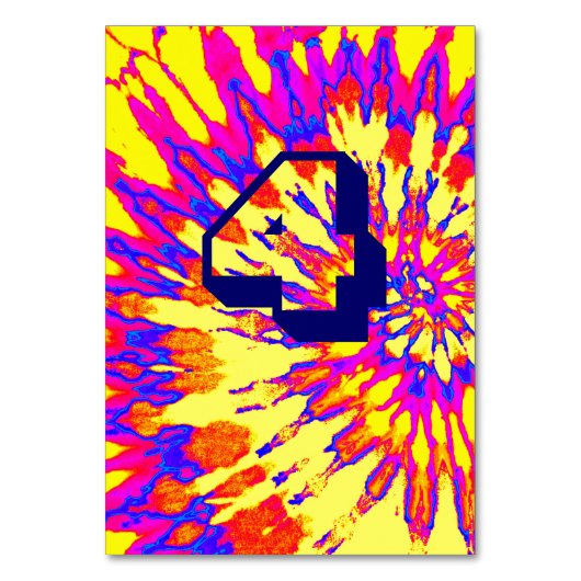 Gele Spiral Tie Dye Trouwtafel Vier Kaart (Voorkant)