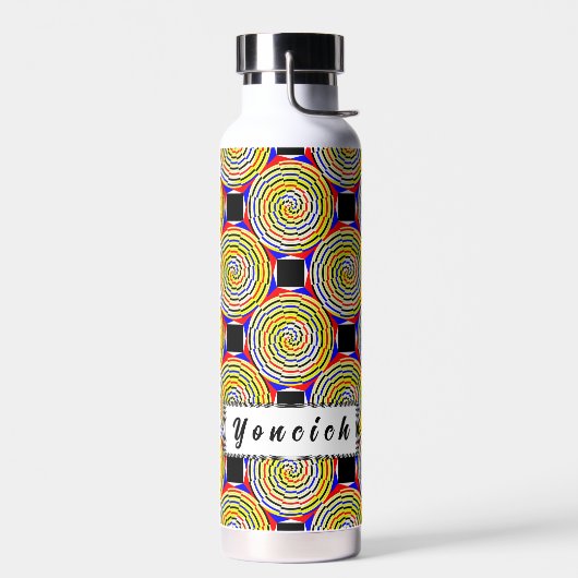 Gele spiralen door Kenneth Yoncich Waterfles (Links)