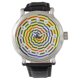 Gele spiralen (Japans gezicht) van Kenneth Yoncich Horloge