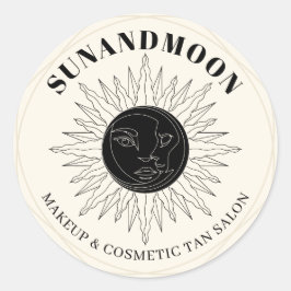 Gele Spirituele zonne-energieverwarming Sun Moon Ronde Sticker