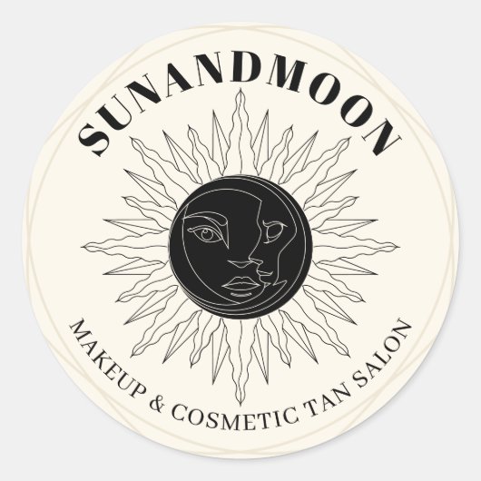 Gele Spirituele zonne-energieverwarming Sun Moon Ronde Sticker (Voorkant)
