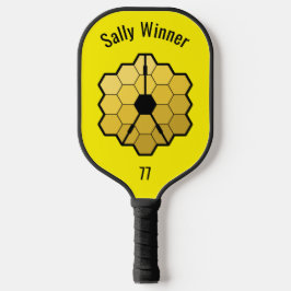 Gele sport Funny Space Telescope Sjabloon tekst Pickleball Paddle