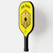 Gele sport Funny Space Telescope Sjabloon tekst Pickleball Paddle (Links)